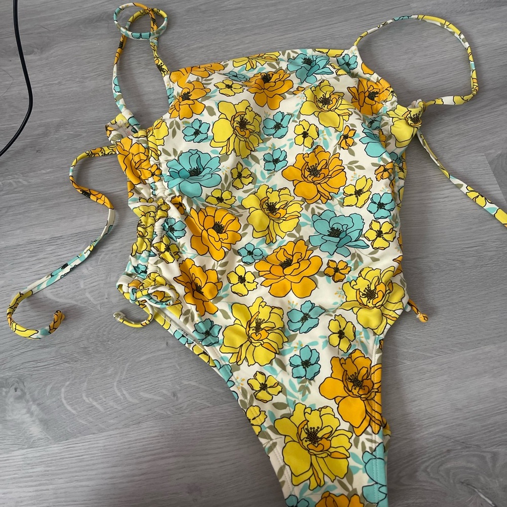 Floral One-Piece Open Back Bathing Suit